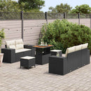 Havesofa Sæt med pude med pude 8 pcs Sort og Cream Poly Rattan
