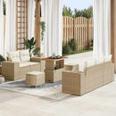 Havesofa Sæt med pude med pude 8 pcs Beige og creme Poly Rattan