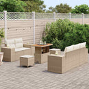 Havesofa Sæt med pude med pude 8 pcs Beige og creme Poly Rattan