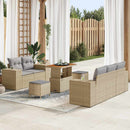 Havesofa Sæt med pude 8 pcs Beige og lys grå Poly Rattan
