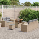 Havesofa Sæt med pude 8 pcs Beige og lys grå Poly Rattan