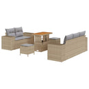 Havesofa Sæt med pude 8 pcs Beige og lys grå Poly Rattan