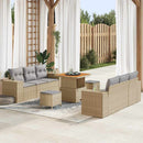 Havesofa Sæt Beige og lys grå 221 x 204 x 85 cm Poly Rattan