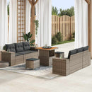 Havesofa Sæt med pude Grå 221 x 204 x 85 cm Poly Rattan