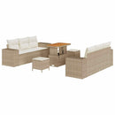 Havesofa Sæt med pude med pude 9 pcs Beige og creme Poly Rattan