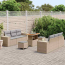 Havesofa Sæt med pude 9 pcs Beige og lys grå Poly Rattan