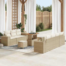 Havesofa Sæt med pude 10 pcs Beige og creme Poly Rattan
