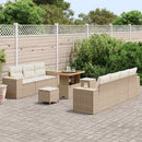 Havesofa Sæt med pude 10 pcs Beige og creme Poly Rattan