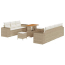 Havesofa Sæt med pude 10 pcs Beige og creme Poly Rattan
