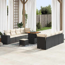 Havesofa Sæt med pude 11 pcs Sort og Cream polyrattan