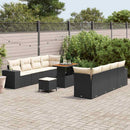 Havesofa Sæt med pude 11 pcs Sort og Cream polyrattan