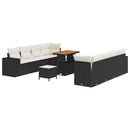Havesofa Sæt med pude 11 pcs Sort og Cream polyrattan