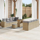 Havesofa Sæt med pude 11 pcs Beige og lys grå polyrattan