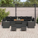 Havesofa Sæt 10 pcs Sort Polyrattan, stål og massivt akacietræ