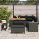 Havesofa Sæt med pude med opbevaring 8 pcs Sort polyrattan