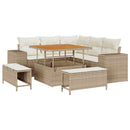 Havesofa Sæt med pude 8 pcs Beige og creme polyrattan