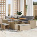 Havesofa Sæt med pude 8 pcs Beige og lys grå polyrattan