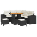 Havesofa Sæt med pude 8 pcs Sort og Cream polyrattan