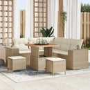 Havesofa Sæt med pude 8 pcs Beige og creme polyrattan