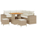 Havesofa Sæt med pude 8 pcs Beige og creme polyrattan