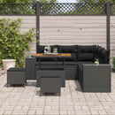 Havesofa Sæt med pude med opbevaring 8 pcs Sort polyrattan