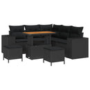 Havesofa Sæt med pude med opbevaring 8 pcs Sort polyrattan