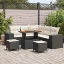 Havesofa Sæt med pude 8 pcs Sort og Cream polyrattan