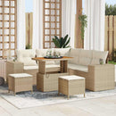 Havesofa Sæt med pude 8 pcs Beige og creme polyrattan