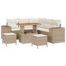 Havesofa Sæt med pude 8 pcs Beige og creme polyrattan