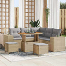Havesofa Sæt med pude 8 pcs Beige og lys grå polyrattan
