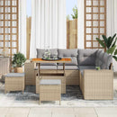 Havesofa Sæt med pude 8 pcs Beige og lys grå polyrattan