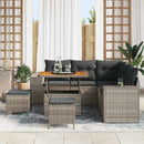 Havesofa Sæt med pude med opbevaring 8 pcs Grå polyrattan