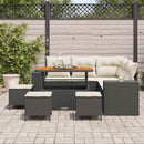 Havesofa Sæt med pude 9 pcs Sort og Cream polyrattan