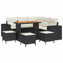Havesofa Sæt med pude 9 pcs Sort og Cream polyrattan