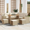 Havesofa Sæt med pude 9 pcs Beige og creme polyrattan