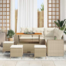 Havesofa Sæt med pude 9 pcs Beige og creme polyrattan