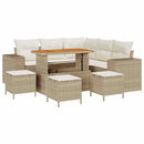 Havesofa Sæt med pude 9 pcs Beige og creme polyrattan