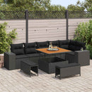 Havesofa Sæt med pude 9 pcs Sort polyrattan
