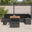 Havesofa Sæt med pude 9 pcs Sort polyrattan