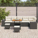 Havesofa Sæt med pude 9 pcs Sort og Cream polyrattan