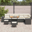 Havesofa Sæt med pude 9 pcs Sort og Cream polyrattan