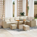Havesofa Sæt med pude 9 pcs Beige og creme polyrattan
