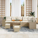 Havesofa Sæt med pude 9 pcs Beige og creme polyrattan