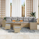 Havesofa Sæt med pude 9 pcs Beige og lys grå polyrattan