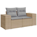 Havesofa Sæt med pude 9 pcs Beige og lys grå polyrattan