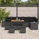 Havesofa Sæt med pude 10 pcs Sort polyrattan