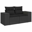 Havesofa Sæt med pude 10 pcs Sort polyrattan