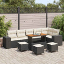 Havesofa Sæt med pude 10 pcs Sort og Cream polyrattan