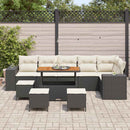 Havesofa Sæt med pude 10 pcs Sort og Cream polyrattan