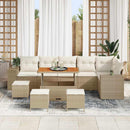 Havesofa Sæt med pude 10 pcs Beige og creme polyrattan